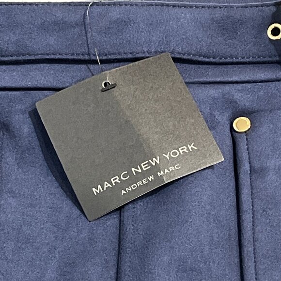 Andrew Marc New York Skirt Womens S Blue Faux Suede Mini A Line Academia Preppy‎ - Picture 2 of 6